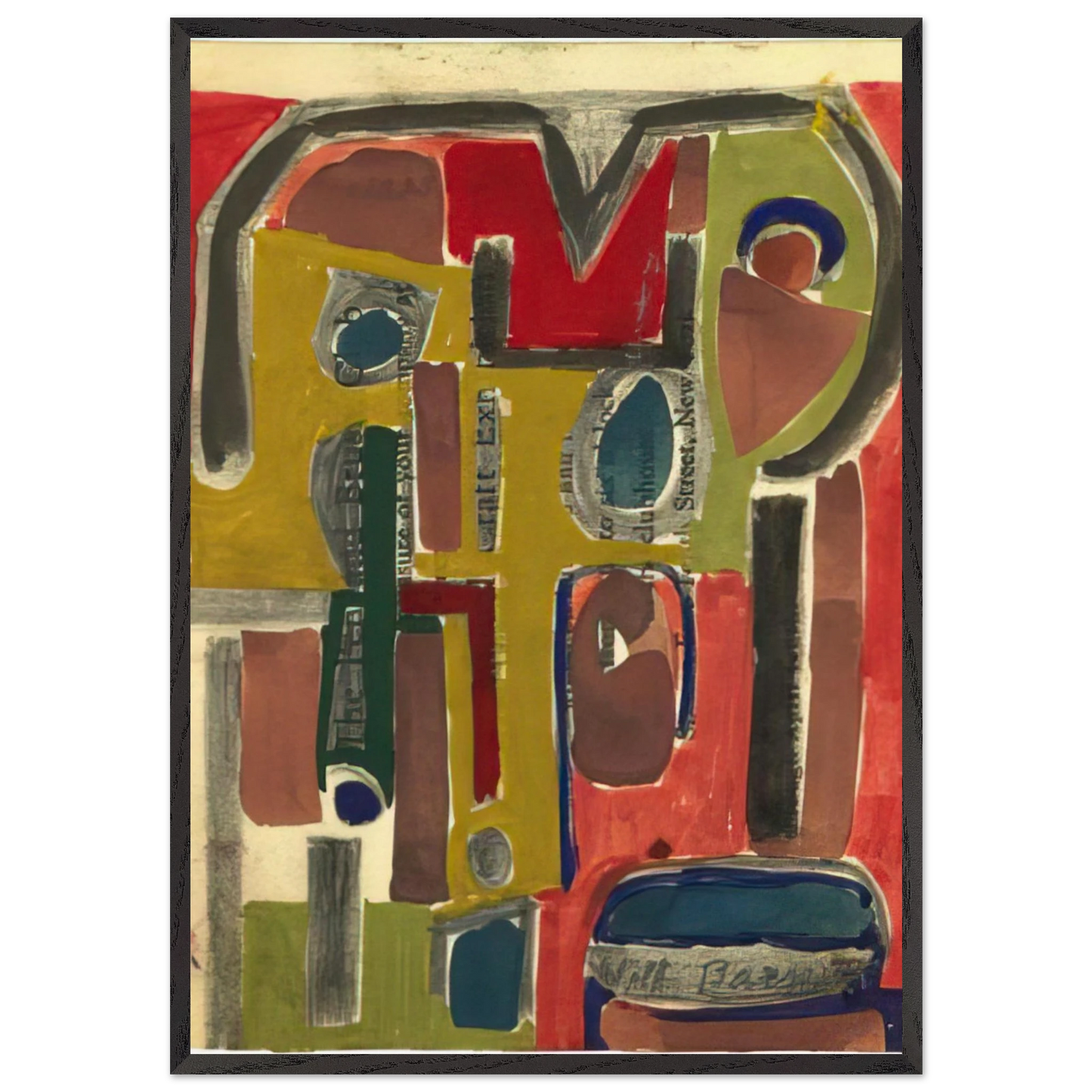 Untitled - c1953 United States - Will Barnet Framed Art Print – Black Wooden Frame - Default Title - -Framed Art Print