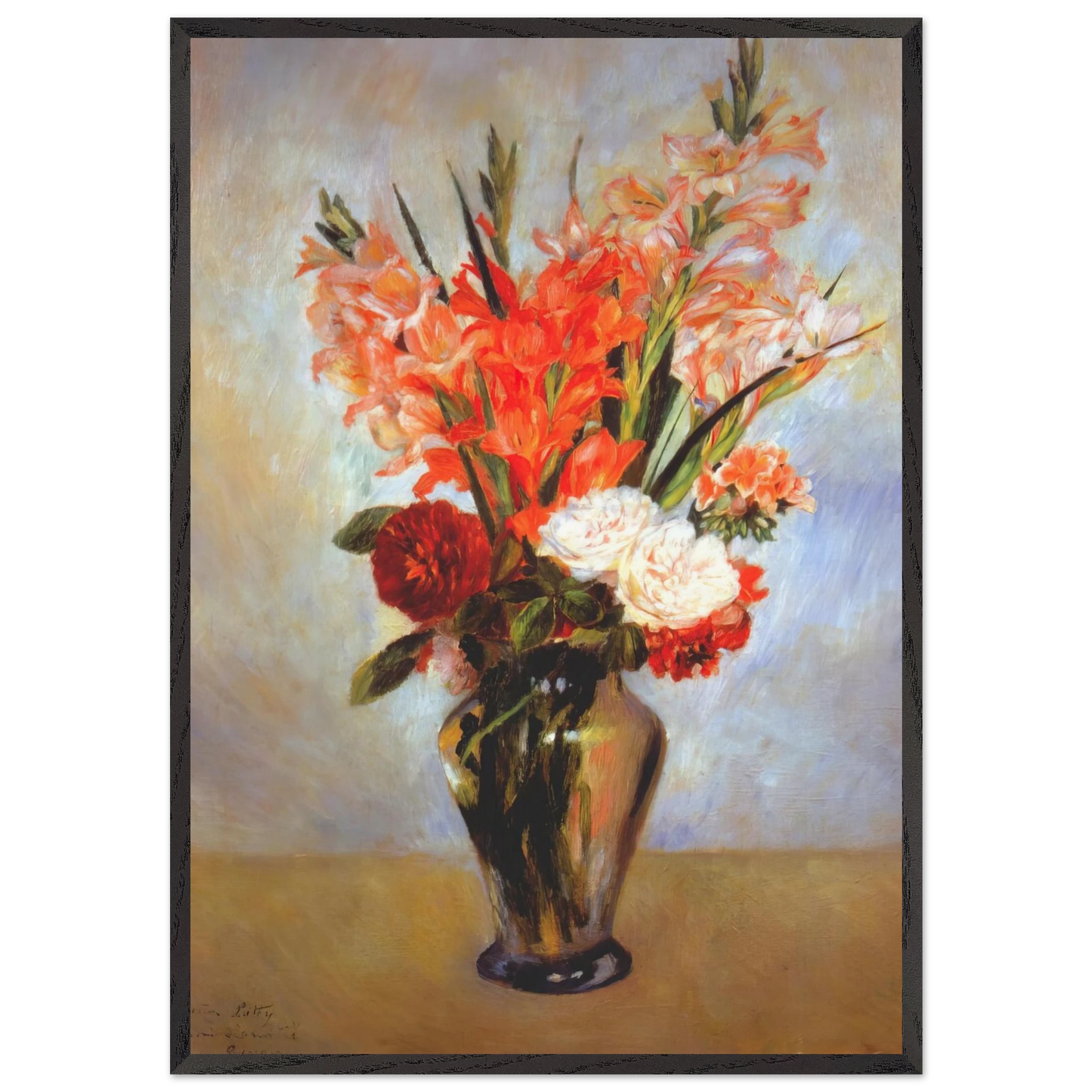 Gladioli - Pierre-Auguste Renoir 70x100 cm / 28x40 inches Framed Art Print – Black Wooden Frame