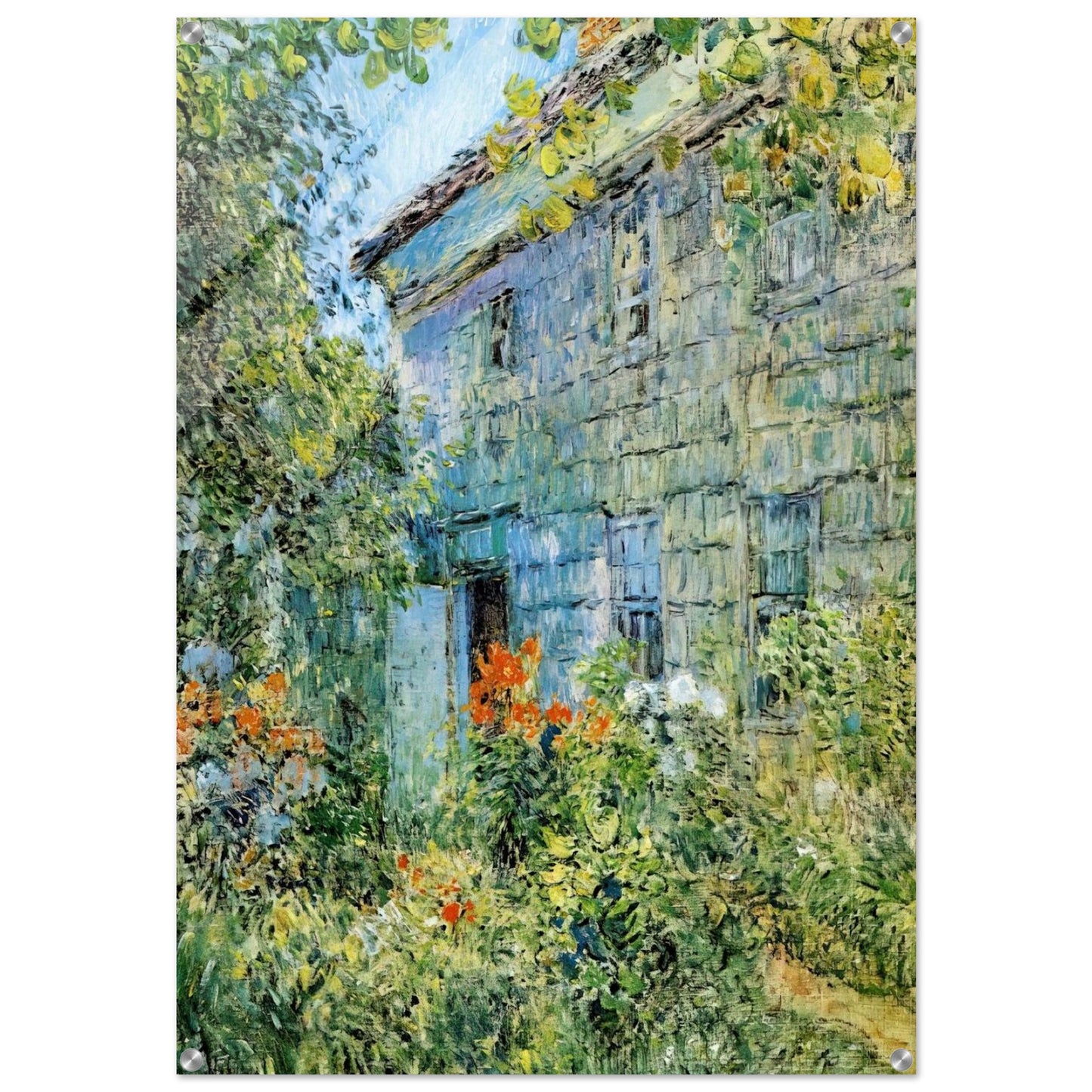 Old House and Garden, East Hampton - Childe Hassam Acrylic Print - 70x100 cm / 28x40″ inches
