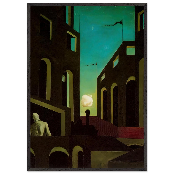 HAPPINESS OF RETURNING 1915 - Giorgio de Chirico 70x100 cm / 28x40 inches Framed Art Print – Black Wooden Frame