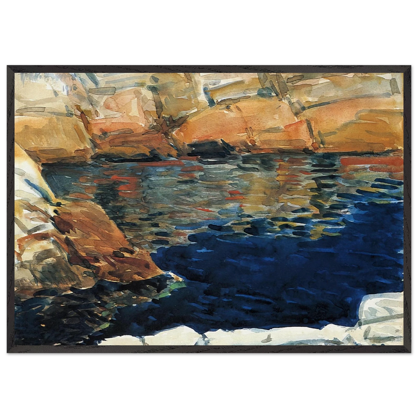 Looking into Beryl Pool - Childe Hassam 70x100 cm / 28x40 inches Framed Art Print – Black Wooden Frame