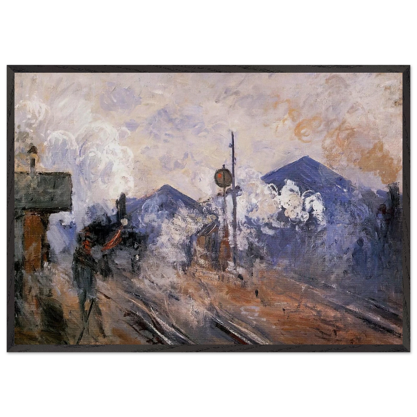 Saint-Lazare Station Track Coming out - claude monet Framed Art Print – Black Wooden Frame - Default Title - -Framed Art Print