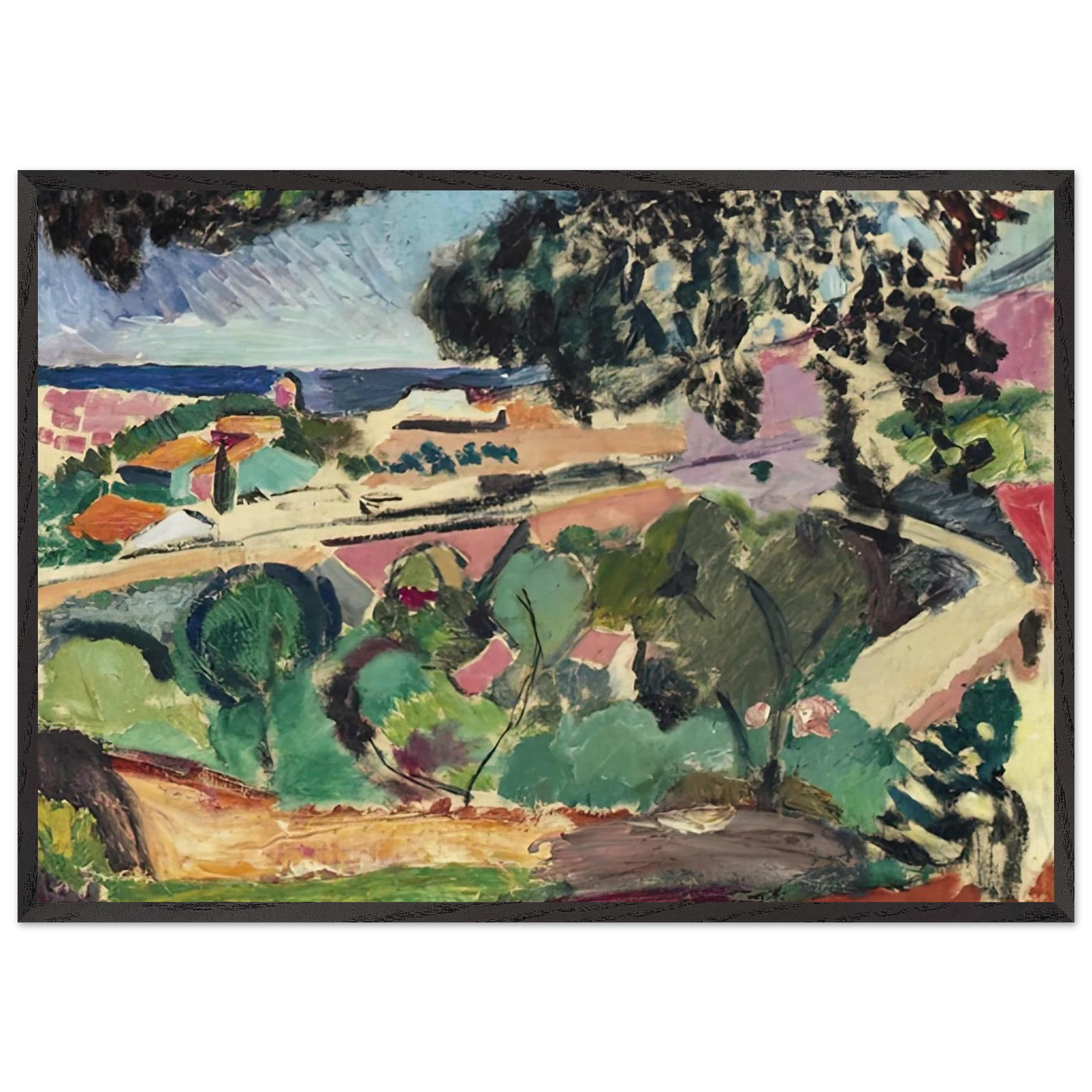 PAYSAGE DE COLLIOURE 1907 - Henri Matisse 70x100 cm / 28x40 inches Framed Art Print – Black Wooden Frame