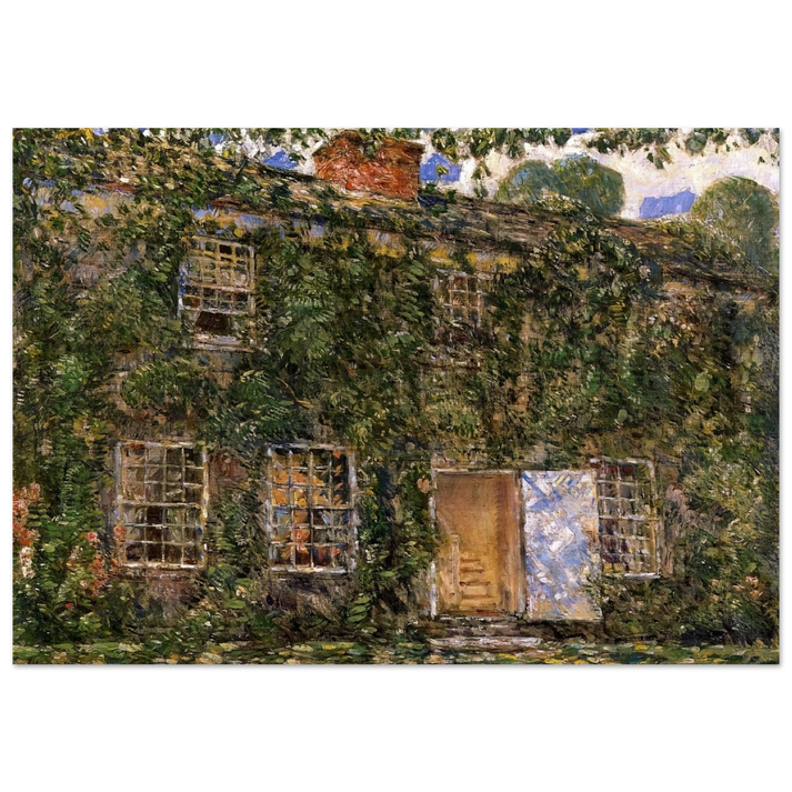 Home Sweet Home Cottage, East Hampton - Childe Hassam Brushed Aluminum Print - 70x100 cm / 28x40 inches | Childe Hassam Aluminum Print | Childe Hassam Prints