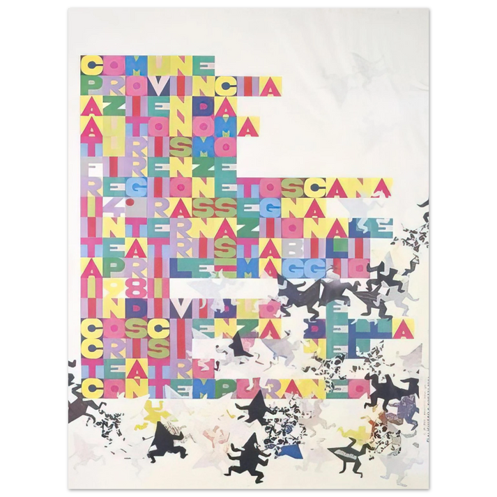 Alighiero Boetti - RASSEGNA INTERNAZIONALE TEATRI STABILI FACCINE COLORATE 1979 75x100 cm / 30x40inches Fine Art Poster
