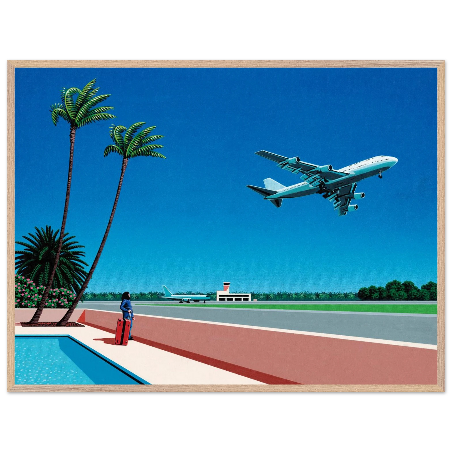 Hiroshi Nagai - Finest B-R-E-E-Z-E Takeoff Wall Art - 60x80 cm / 24x32 inches - Premium Wooden Framed Poster With Fine Art Paper - Wood frame