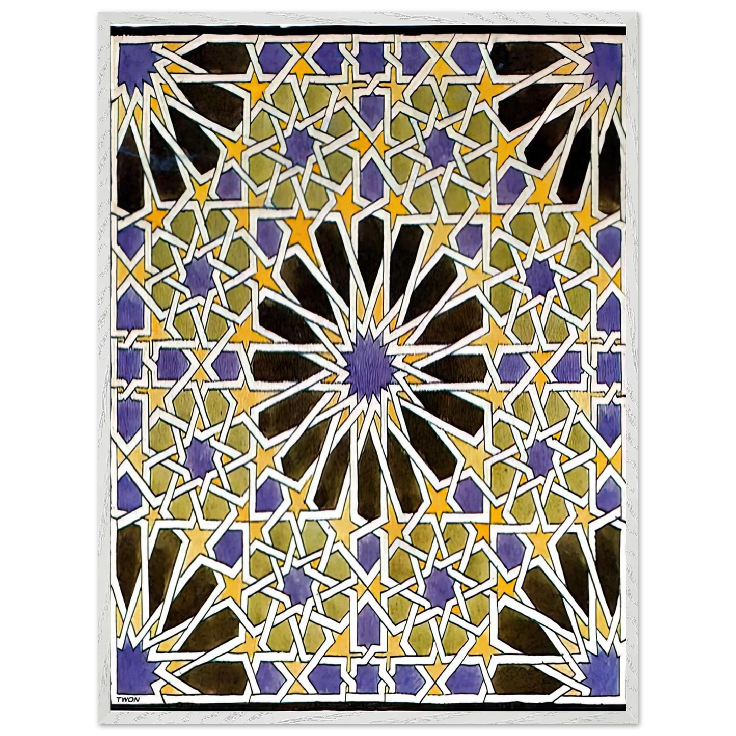 MC Escher - MURAL MOSAIC IN THE ALHAMBRA Wall Art - 60x80 cm / 24x32 inches - Premium Wooden Framed Poster With Fine Art Paper-canvas - Wood frame