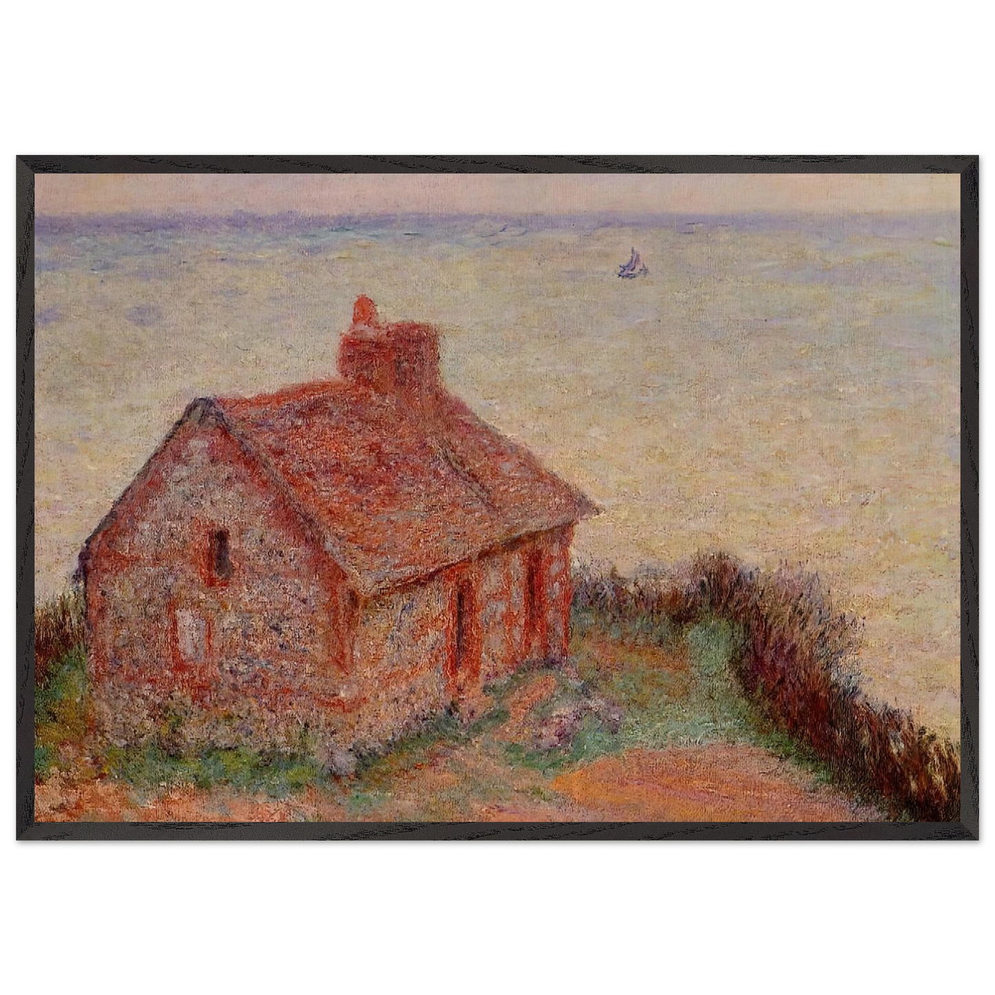 Customs House Rose Effect - claude monet Framed Art Print – Black Wooden Frame - Default Title - -Framed Art Print