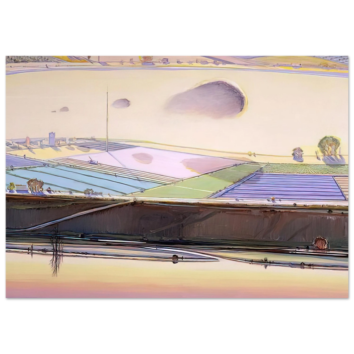 Wayne Thiebaud - River Cloud - 2002 Wall Art - 30x40 cm / 12x16 inches - Premium Wooden Framed Poster With Fine Art Paper - White frame