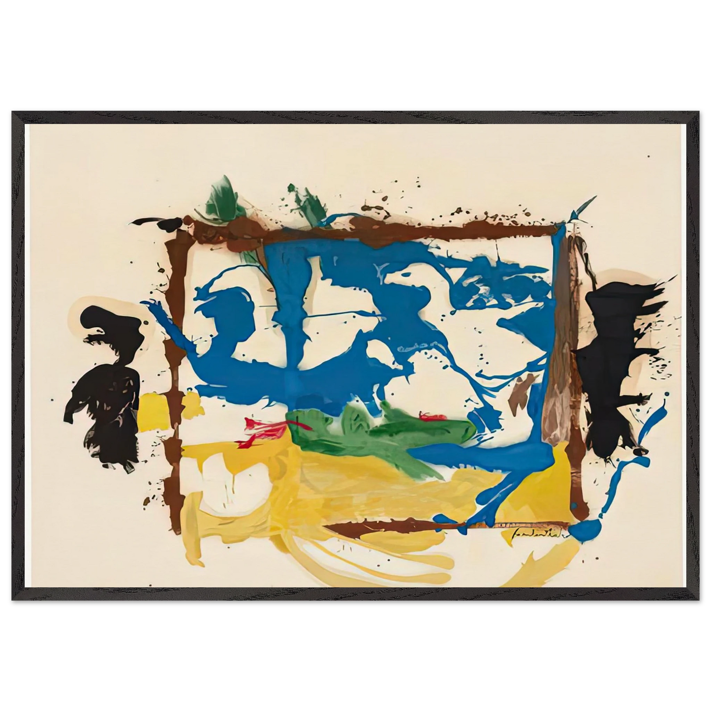 Swan Lake I 1961- - Helen Frankenthaler 70x100 cm / 28x40 inches Framed Art Print – Black Wooden Frame
