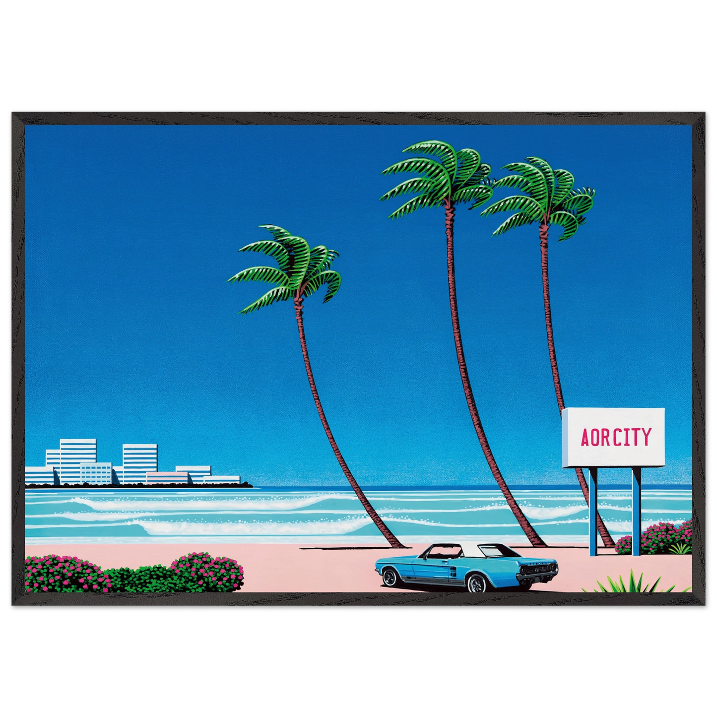 Light Mellow Sealine N2 - Hiroshi Nagai 70x100 cm / 28x40 inches Framed Art Print – Black Wooden Frame