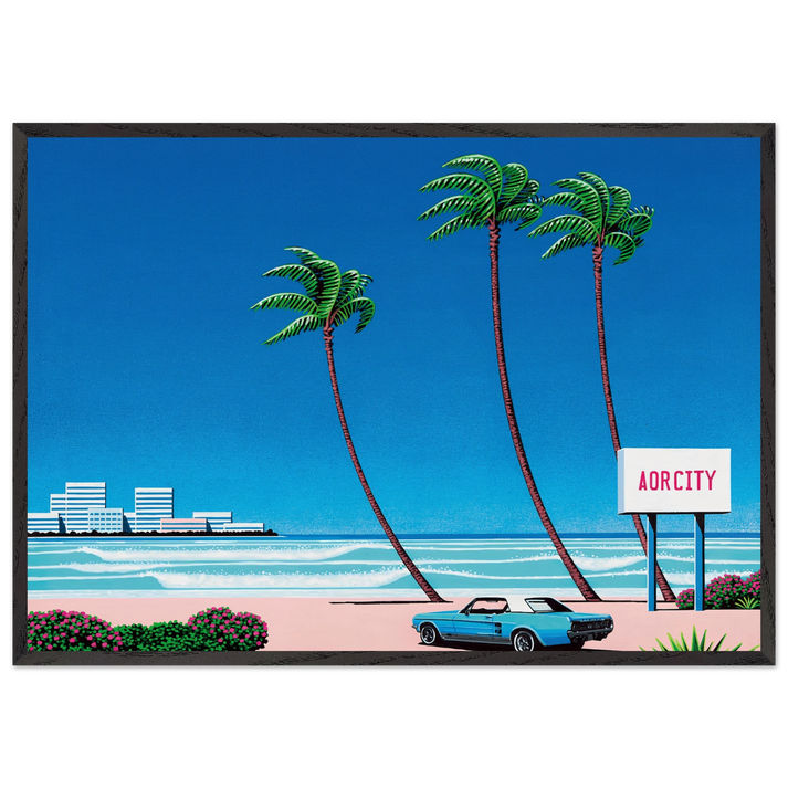 Light Mellow Sealine N2 - Hiroshi Nagai 70x100 cm / 28x40 inches Framed Art Print – Black Wooden Frame