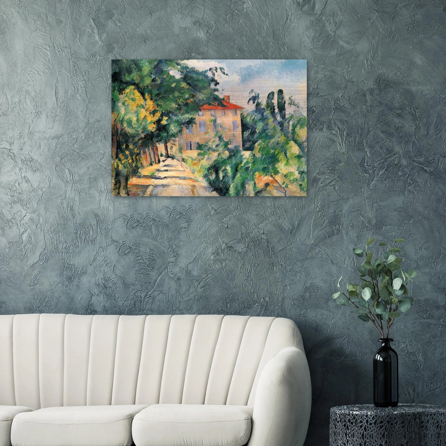House with Red Roof - Paul Cézanne Brushed Aluminum Print - 70x100 cm / 28x40 inches | Paul Cézanne Aluminum Print | Paul Cézanne Prints