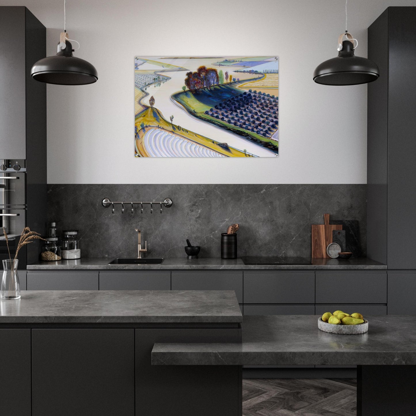 Flatland River - 1997 - Wayne Thiebaud Acrylic Print - 70x100 cm / 28x40″ inches