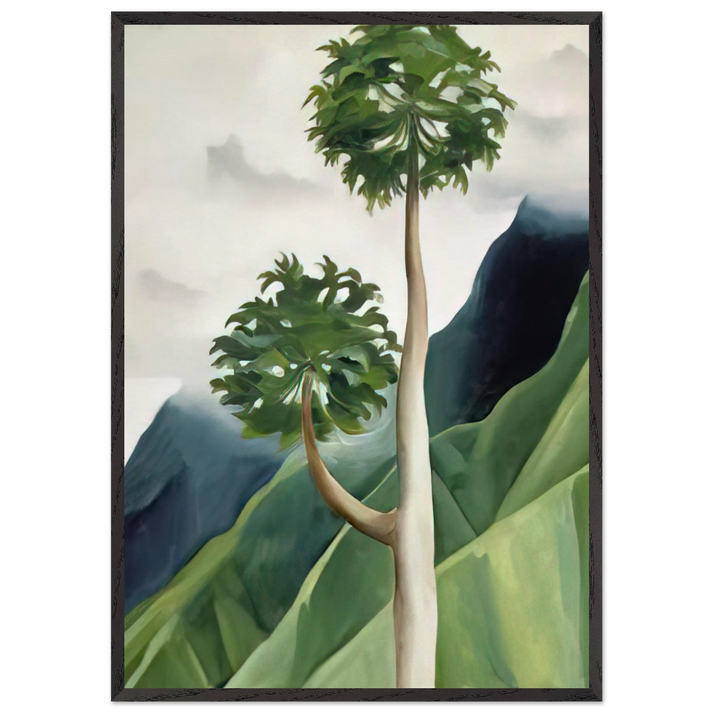 Papaya Tree-Iao Valley - Georgia OKeeffe 70x100 cm / 28x40 inches Framed Art Print – Black Wooden Frame