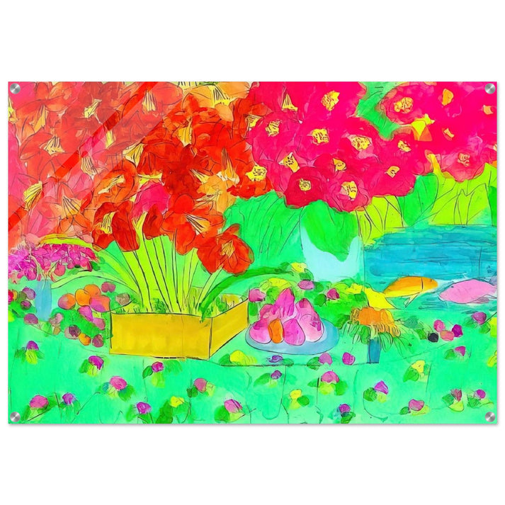 Rose Garden - 1990 - Walasse Ting Acrylic Print - 70x100 cm / 28x40″ inches