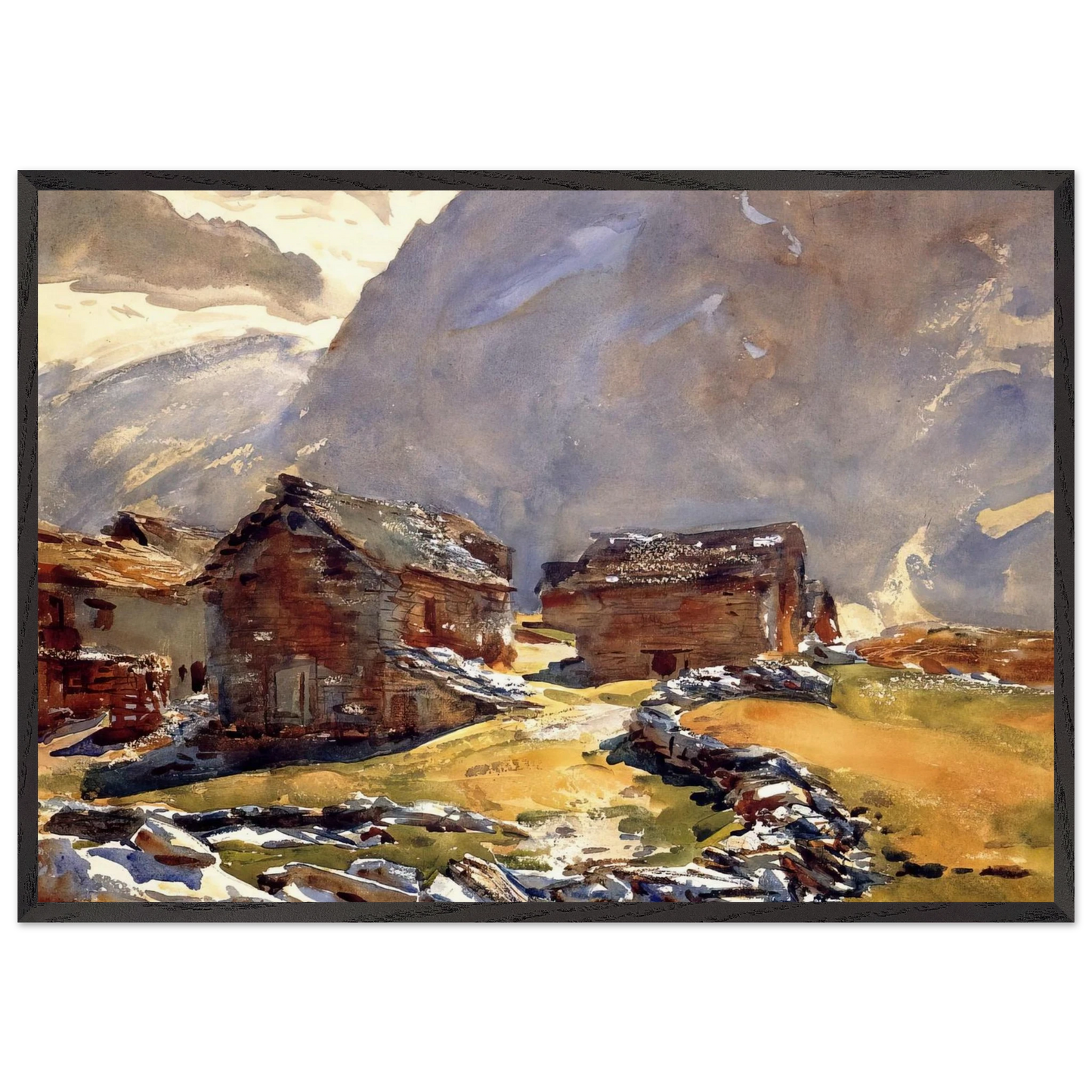Simplon Pass Chalets - John Singer Sargent Framed Art Print – Black Wooden Frame - Default Title - -Framed Art Print