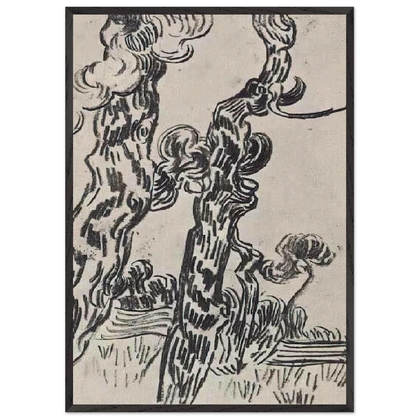 Two Pinetrees - Vincent van Gogh Framed Art Print – Black Wooden Frame - Default Title - -Framed Art Print