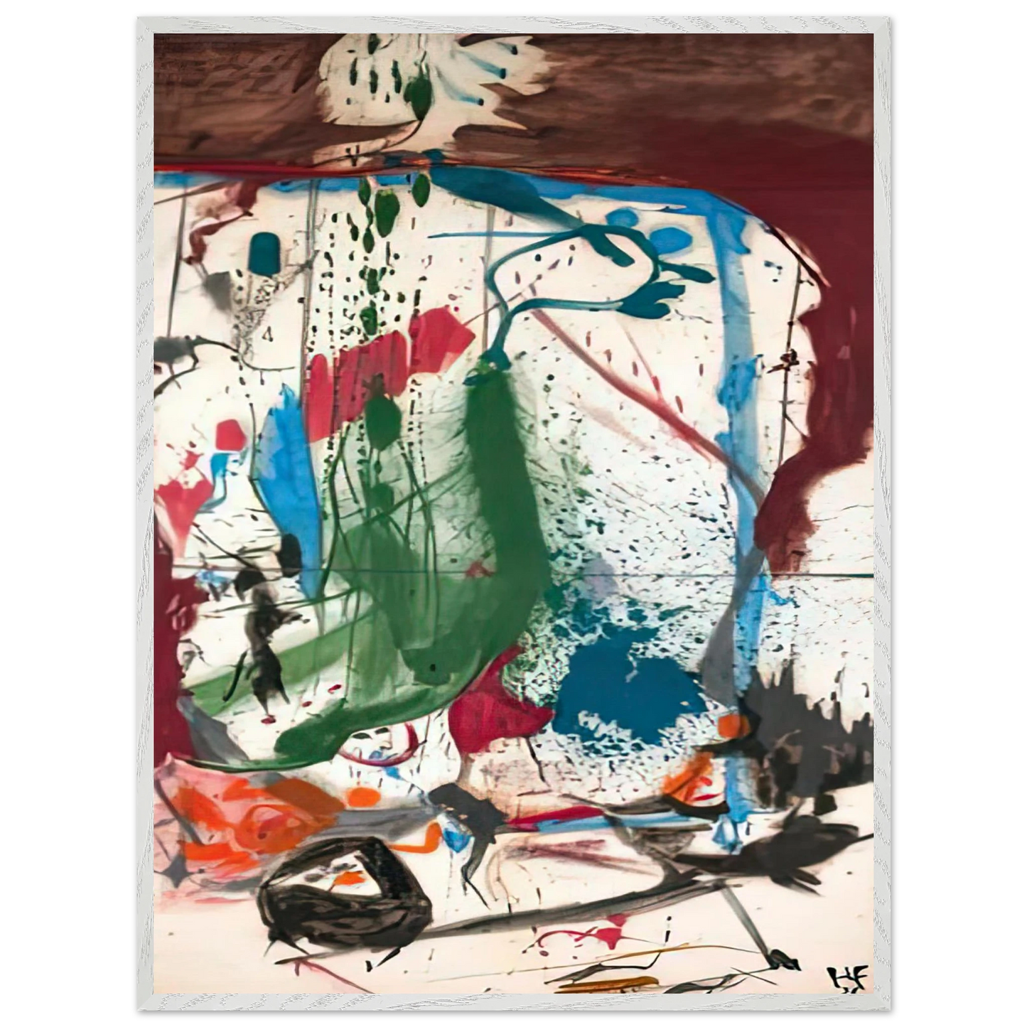 Helen Frankenthaler - Las Mayas, 1958- Wall Art - 21x29.7 cm / 8x12" - Premium Wooden Framed Poster With Fine Art Paper - White frame