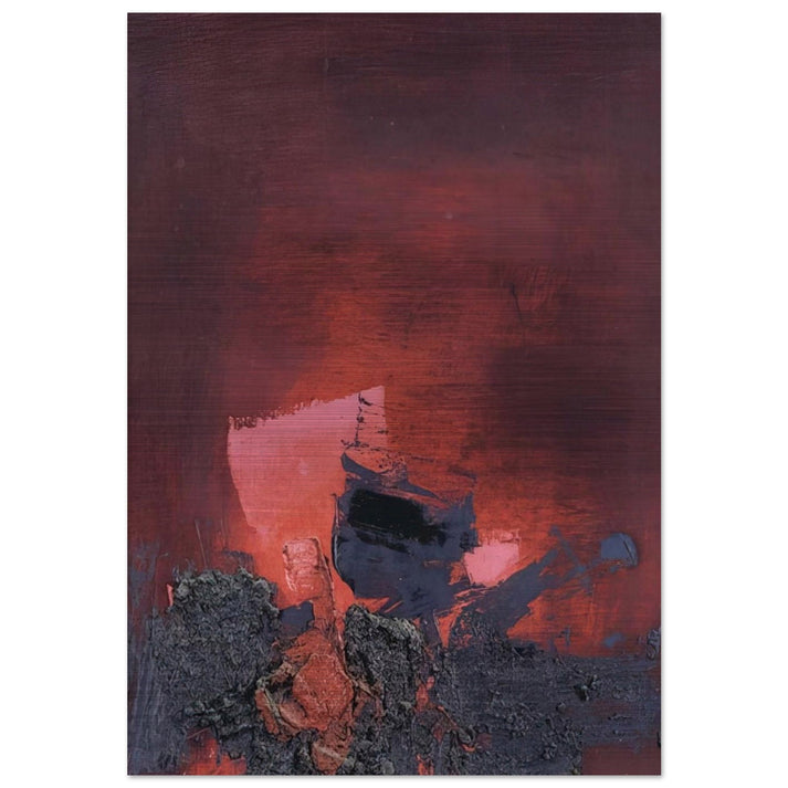 SIN T TULO ABSTRACCI N EN ROSO Y NEGRO - Luis Feito Brushed Aluminum Print - 70x100 cm / 28x40 inches | Luis Feito Aluminum Print | Luis Feito Prints