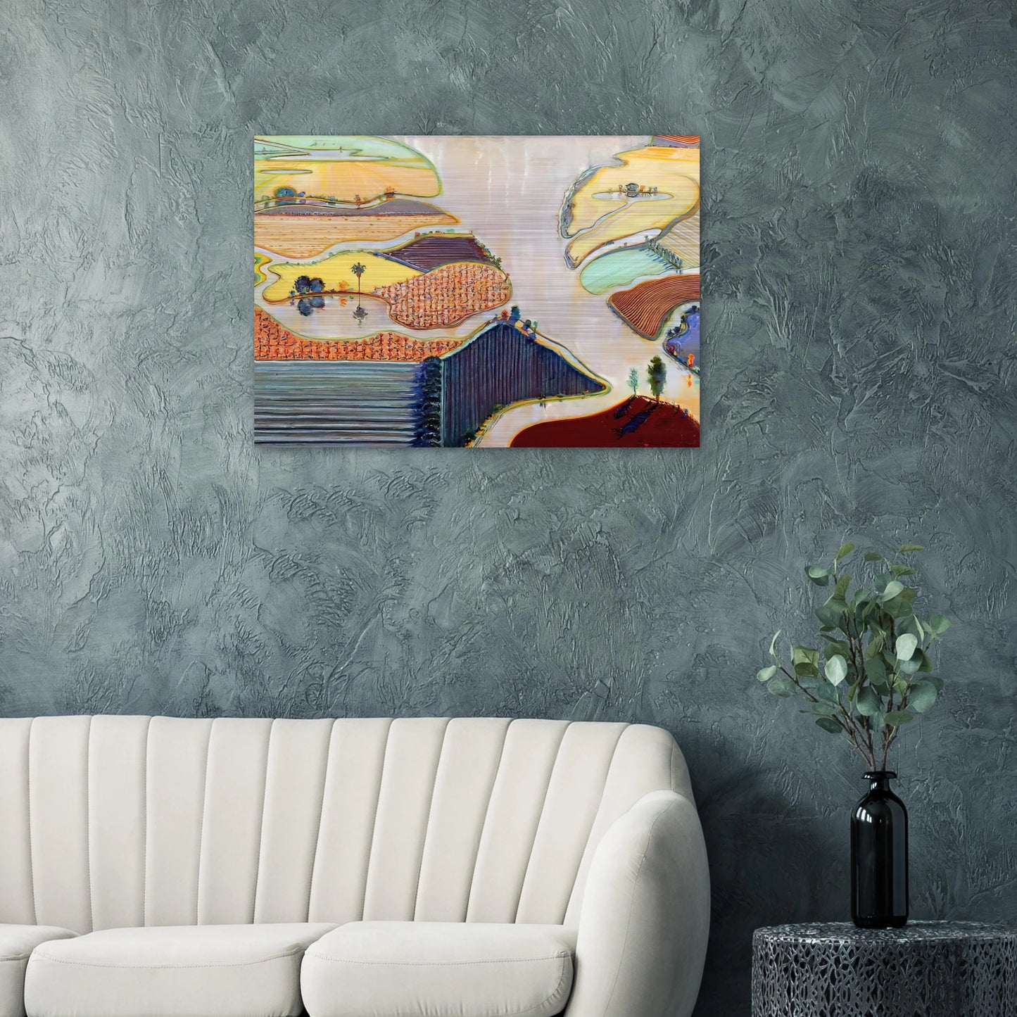 Delta Farms - 1996 - Wayne Thiebaud Brushed Aluminum Print - 70x100 cm / 28x40 inches | Wayne Thiebaud Aluminum Print | Wayne Thiebaud Prints