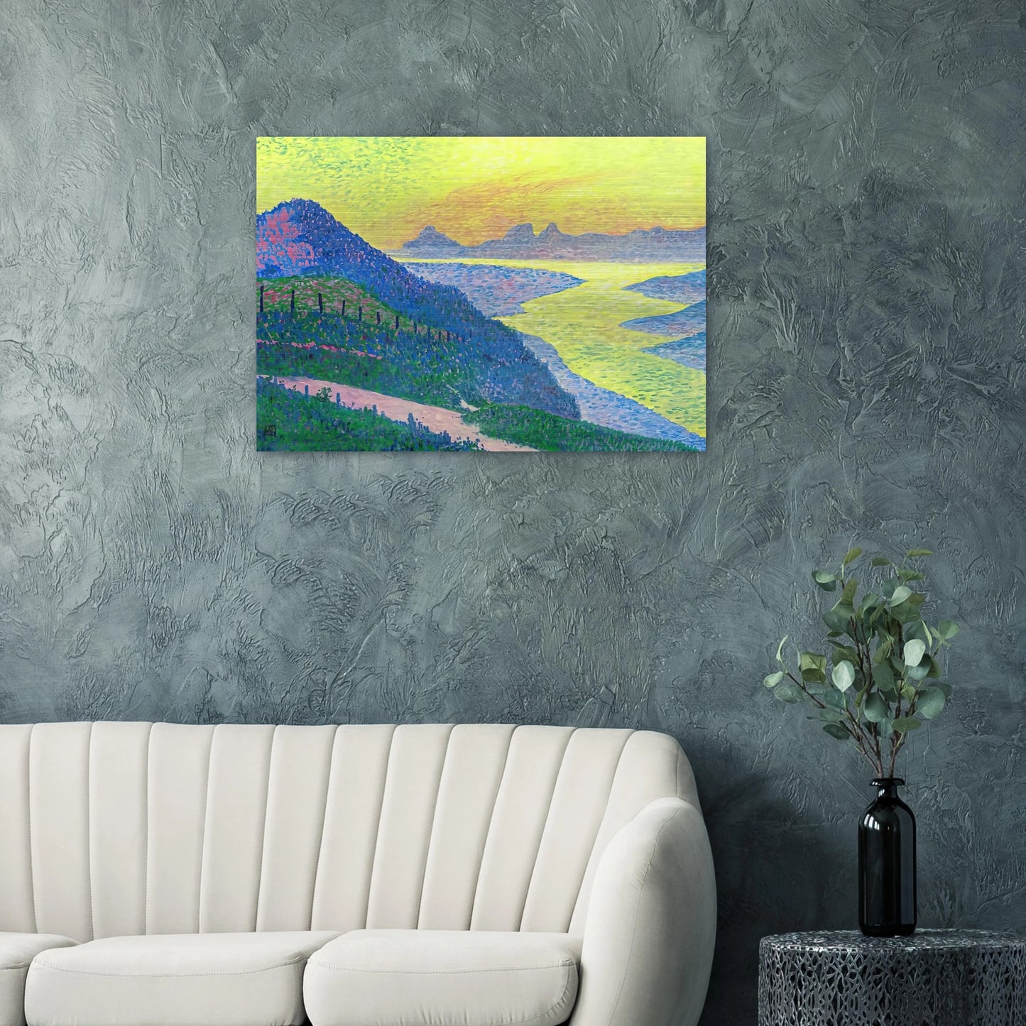 SUNSET AT AMBLETEUSE 1899 - Theo van Rysselberghe Brushed Aluminum Print - 70x100 cm / 28x40 inches | Theo van Rysselberghe Aluminum Print | Theo van Rysselberghe Prints