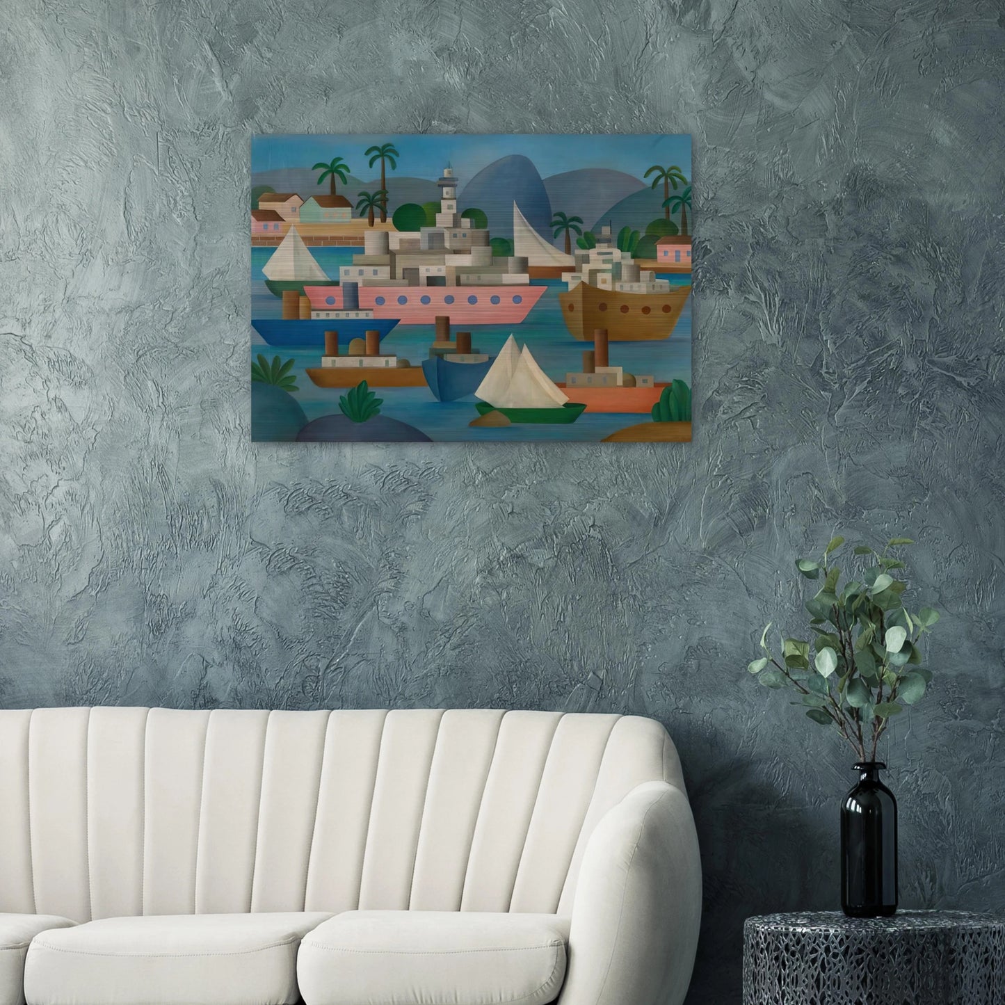 Porto I - Tarsila do Amaral Brushed Aluminum Print - 70x100 cm / 28x40 inches | Tarsila do Amaral Aluminum Print | Tarsila do Amaral Prints