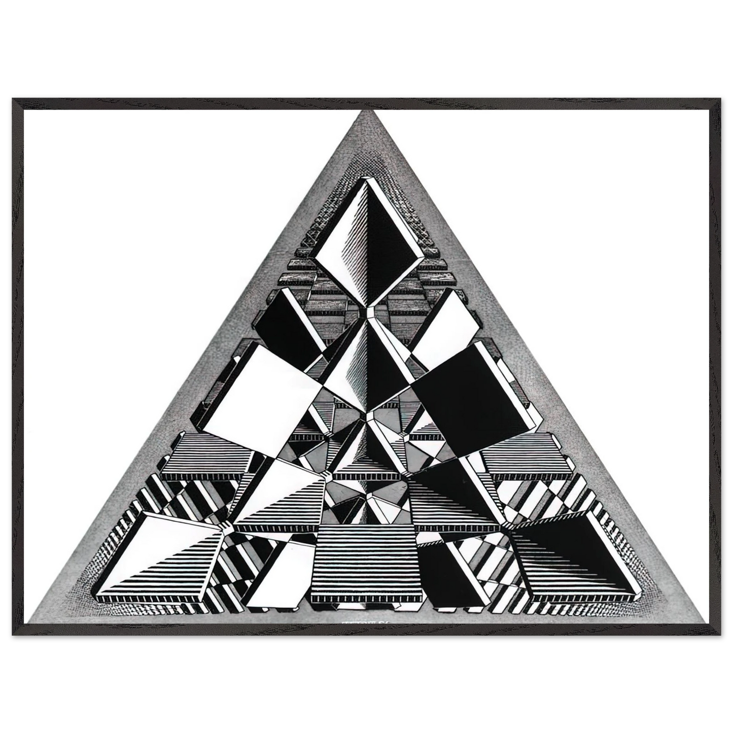 MC Escher - THREE INTERSECTING PLANES Wall Art - 21x29.7 cm / 8x12" - Premium Wooden Framed Poster With Fine Art Paper - White frame
