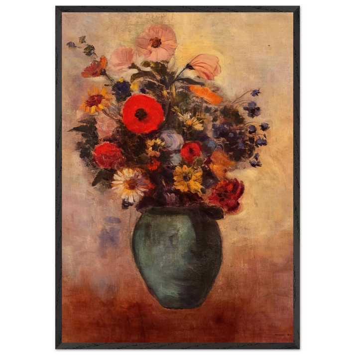 VASE OF FLOWERS 3 - Odilon Redon 70x100 cm / 28x40 inches Framed Art Print – Black Wooden Frame