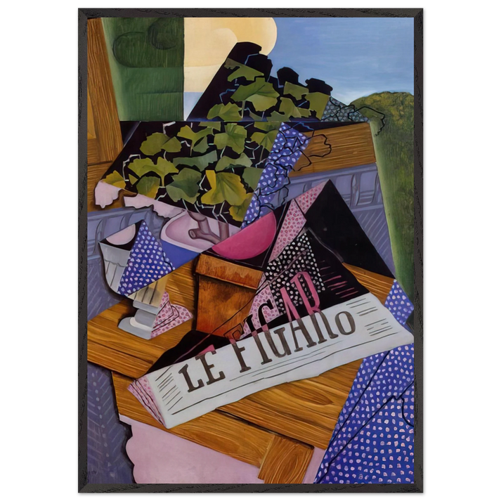A POT OF GERANIUMS 1915 - Juan Gris 70x100 cm / 28x40 inches Framed Art Print – Black Wooden Frame