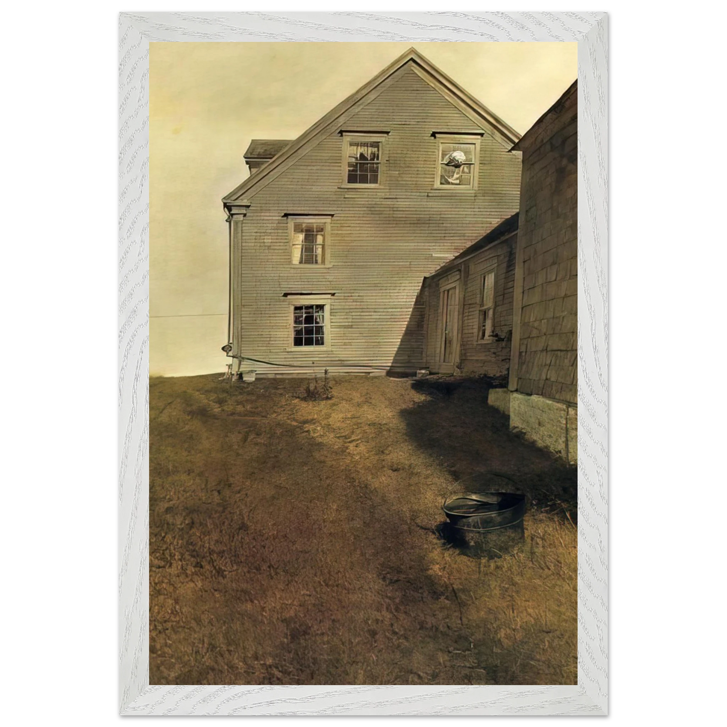 Andrew Wyeth - WEATHERSIDE Wall Art - 60x80 cm / 24x32 inches - Premium Wooden Framed Poster With Fine Art Paper-canvas - White frame