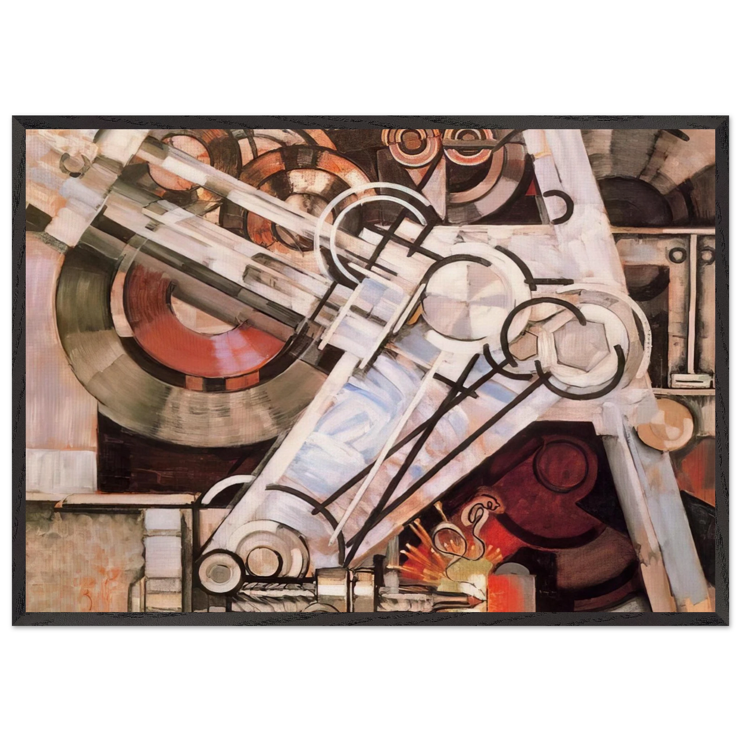 Drill - Frantisek Kupka 70x100 cm / 28x40 inches Framed Art Print – Black Wooden Frame