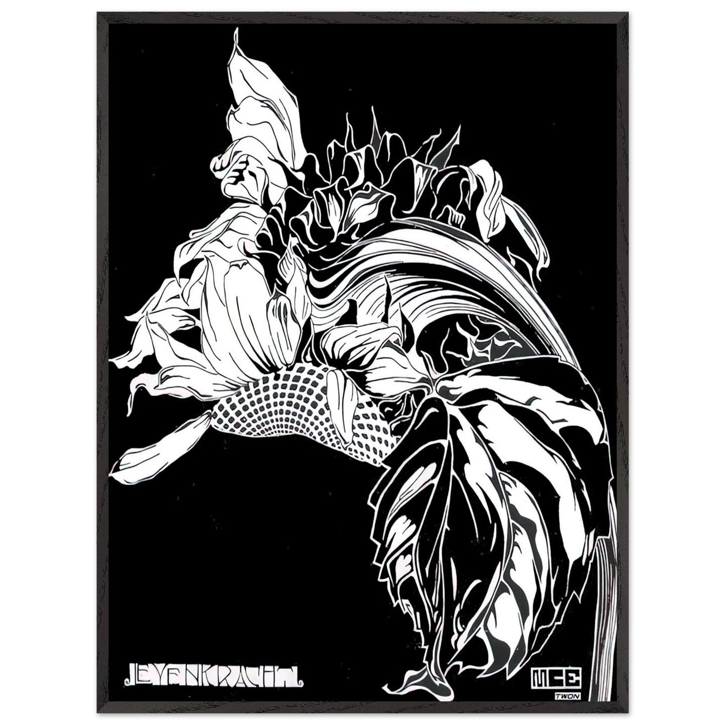 MC Escher - LIFE FORCE Wall Art - 30x40 cm / 12x16 inches - Premium Wooden Framed Poster With Fine Art Paper - White frame