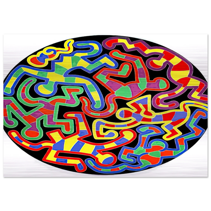 MONKEY PUZZLE 1988 - Keith Haring Brushed Aluminum Print - 70x100 cm / 28x40 inches | Keith Haring Aluminum Print | Keith Haring Prints