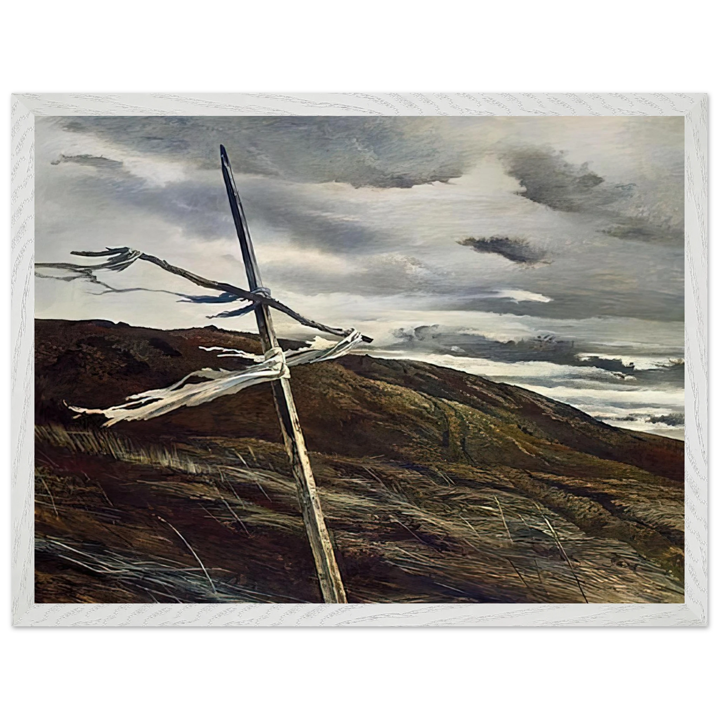 Andrew Wyeth - DODGES RIDGE 1947 Wall Art - 30x40 cm / 12x16 inches - Premium Wooden Framed Poster With Fine Art Paper - White frame