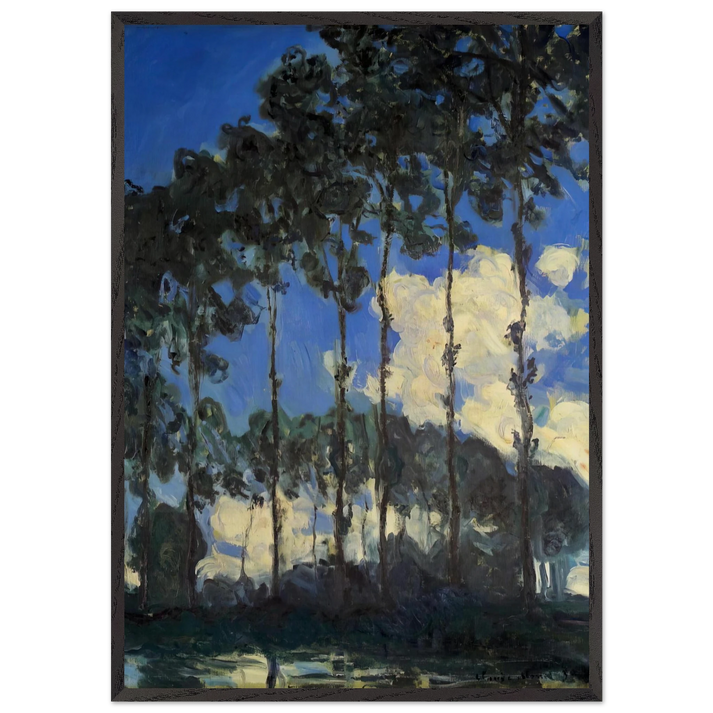 Poplars on the Banks of the Epte - claude monet 70x100 cm / 28x40 inches Framed Art Print – Black Wooden Frame