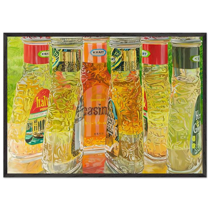 KRAFT SALAD DRESSING 1973 - Janet Fish 70x100 cm / 28x40 inches Framed Art Print – Black Wooden Frame