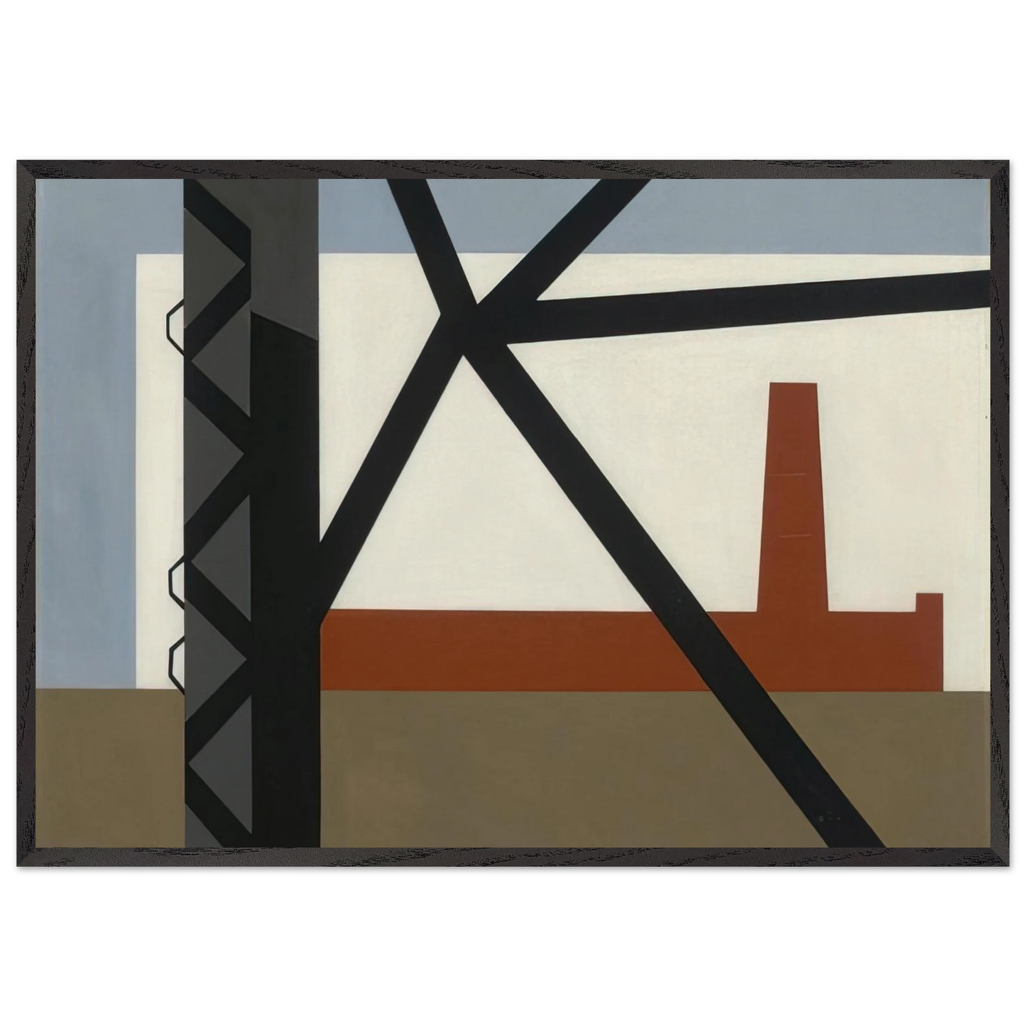 From the Bridge - 1942 - Ralston Crawford 70x100 cm / 28x40 inches Framed Art Print – Black Wooden Frame