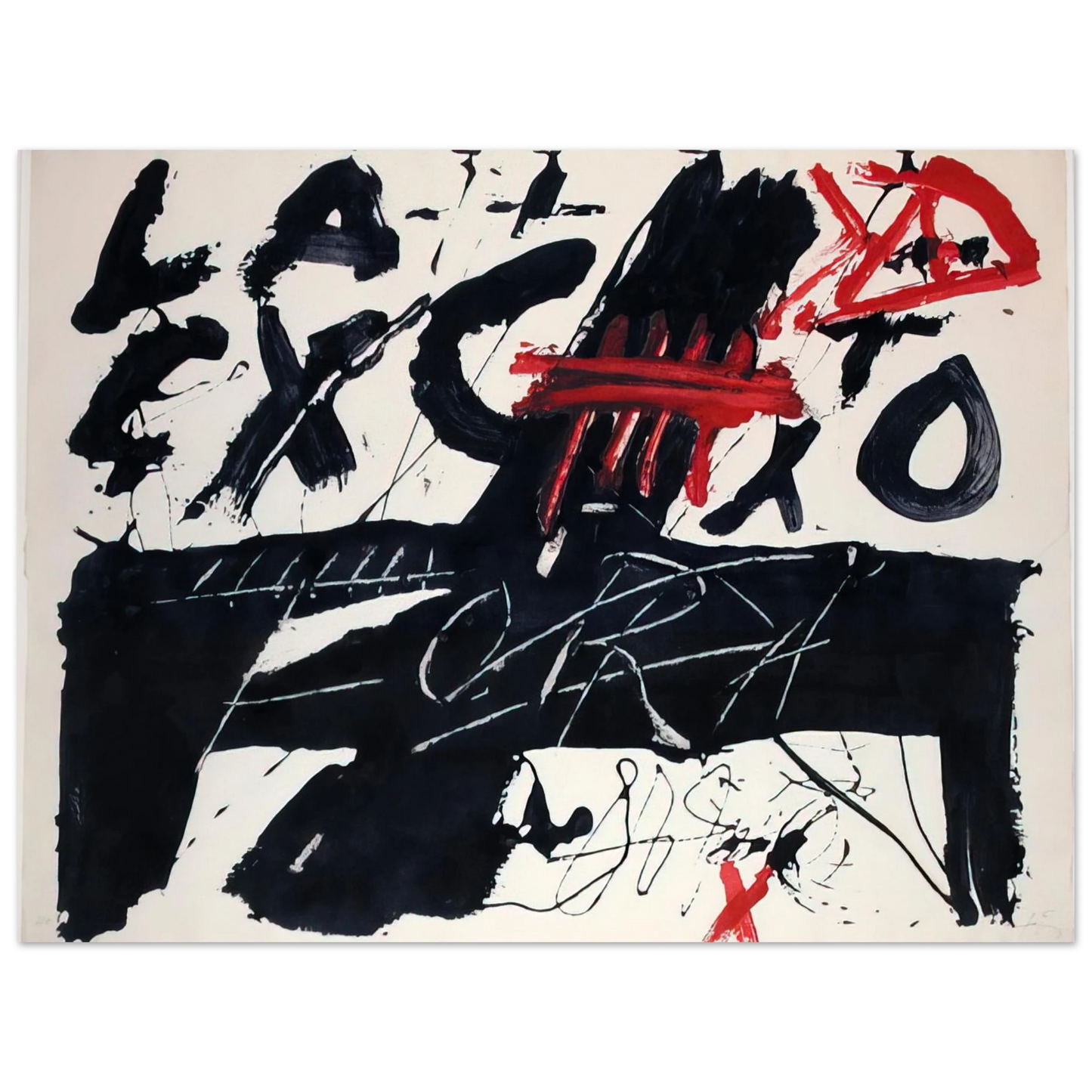 Antoni Tapies - NEGRE I ROIG III FORA 1976 Fine Art Poster - Default Title