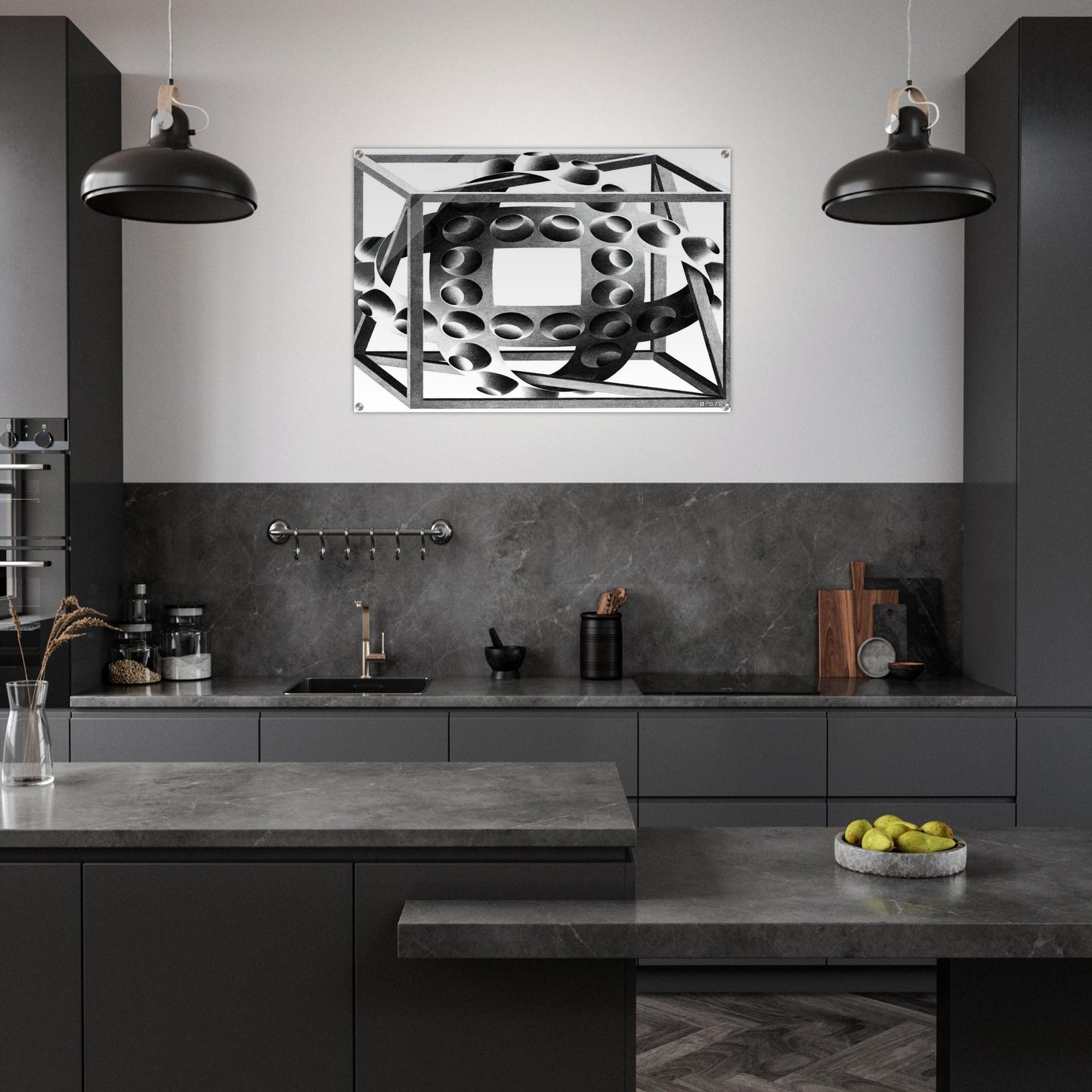 CUBE WITH MAGIC RIBBONS - MC Escher Acrylic Print - 70x100 cm / 28x40″ inches | Maurits Cornelis Escher Prints