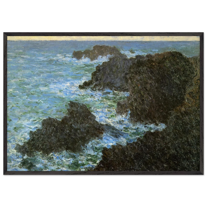 The rocks of Belle-Ile - claude monet 70x100 cm / 28x40 inches Framed Art Print – Black Wooden Frame