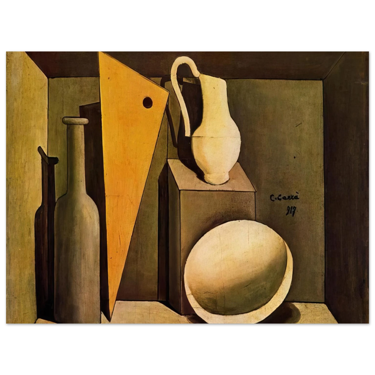 Carlo Carra - NATURA MORTA CON LA SQUADRA 1917 Fine Art Poster - Default Title