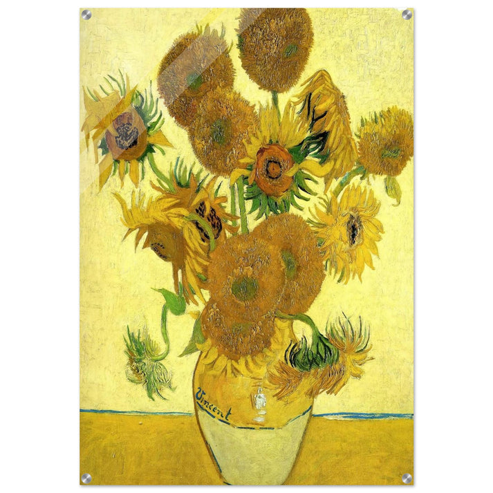 Still Life - Vase with Fifteen Sunflowers - Vincent van Gogh Acrylic Print - 70x100 cm / 28x40″ inches