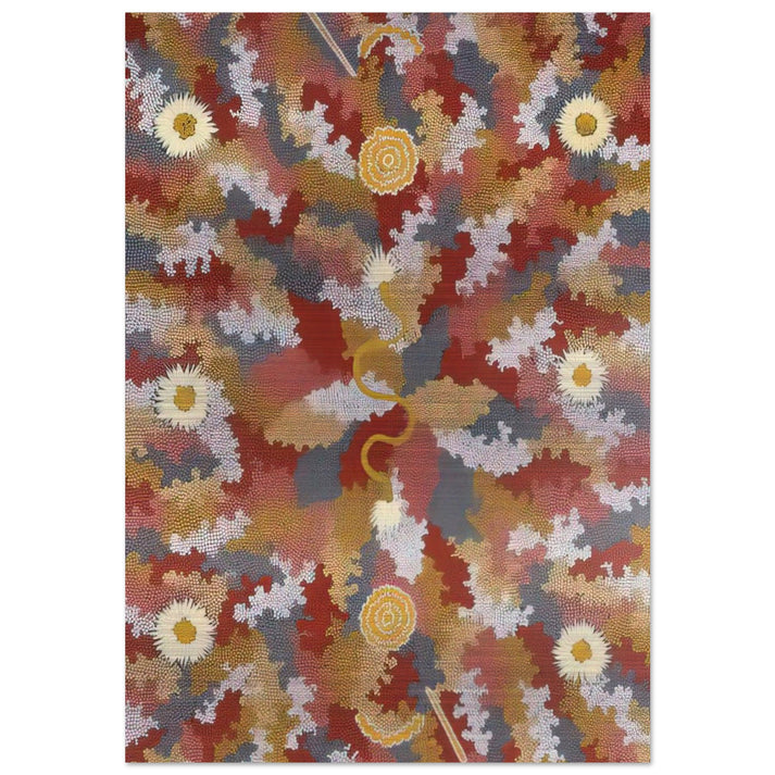 Men's Corroborie - 1990 - Clifford Possum Tjapaltjarri Brushed Aluminum Print - 70x100 cm / 28x40 inches | Clifford Possum Tjapaltjarri Aluminum Print | Clifford Possum Tjapaltjarri Prints