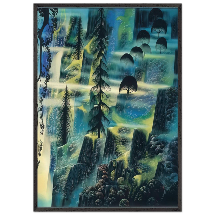 Where Eagles Fly - Eyvind Earle 70x100 cm / 28x40 inches Framed Art Print – Black Wooden Frame