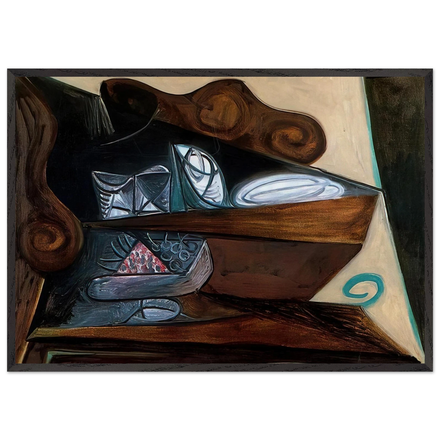 The buffet of Catalan - Pablo Picasso 70x100 cm / 28x40 inches Framed Art Print – Black Wooden Frame