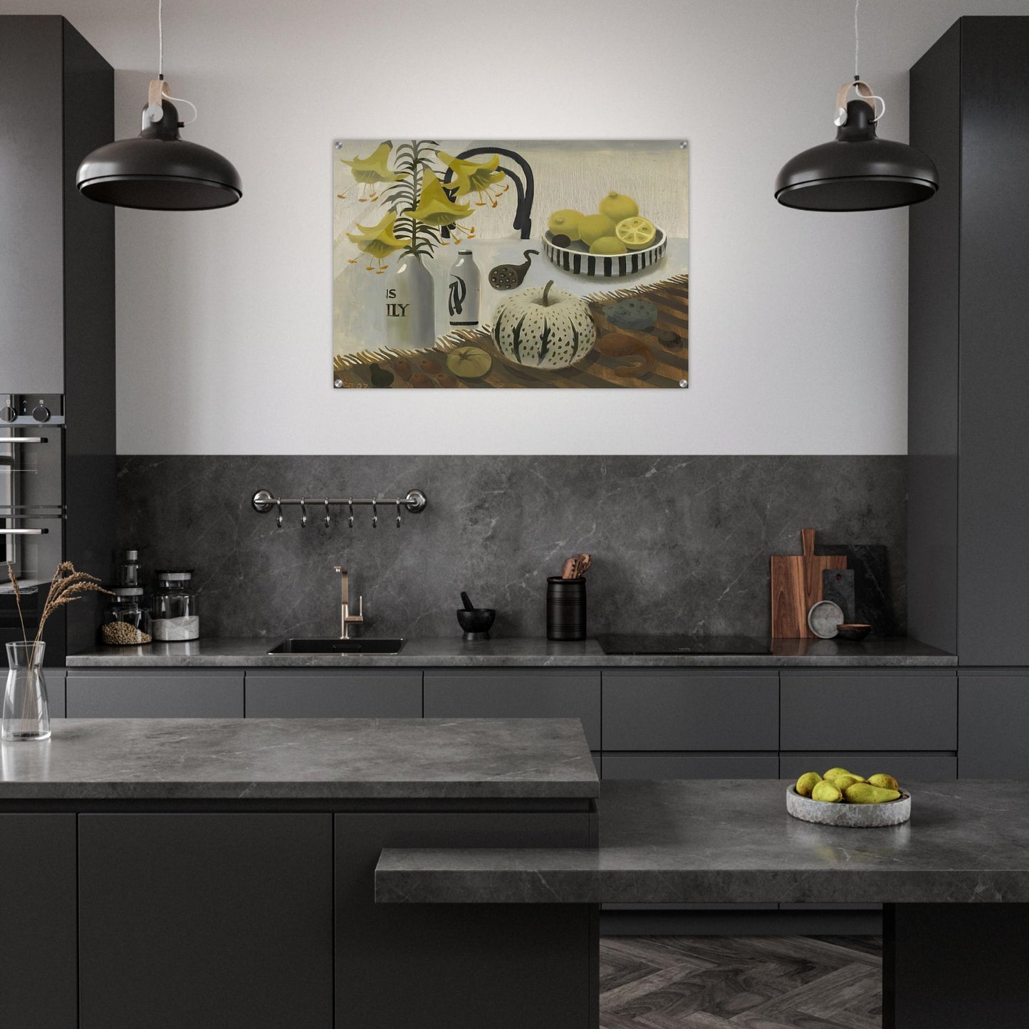 Lilies and Lemons - 2007 - Mary Fedden Acrylic Print - 70x100 cm / 28x40″ inches