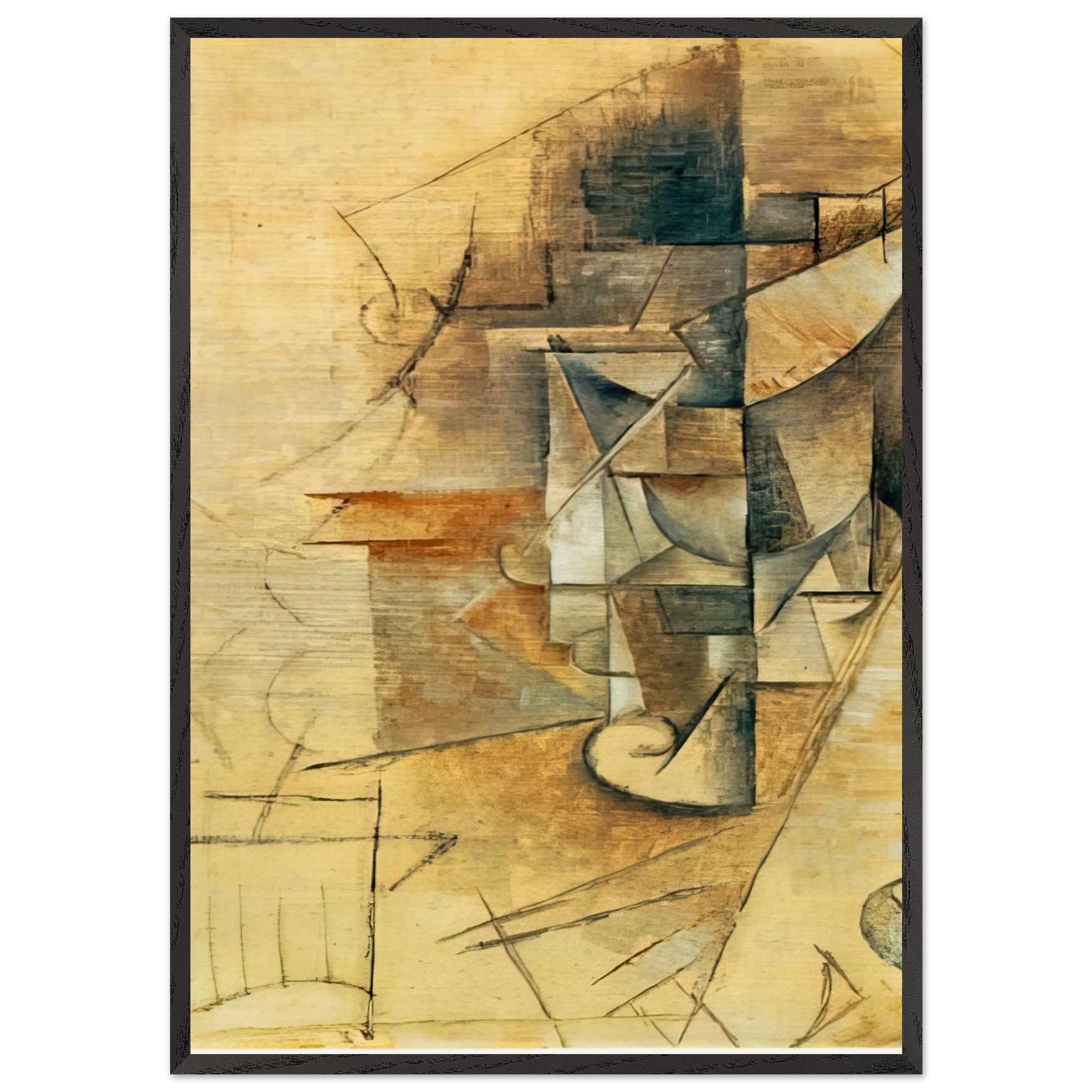 A glass - Pablo Picasso 70x100 cm / 28x40 inches Framed Art Print – Black Wooden Frame