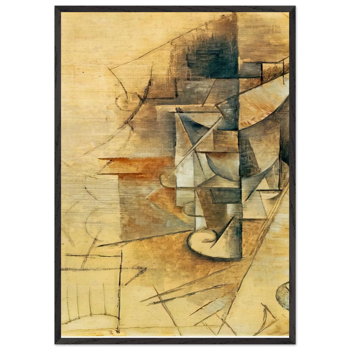 A glass - Pablo Picasso 70x100 cm / 28x40 inches Framed Art Print – Black Wooden Frame