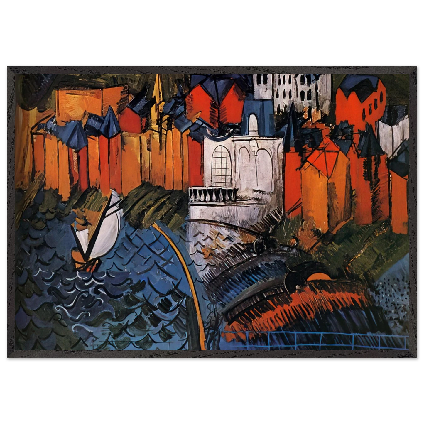 SAILBOAT AT SAINTE ADRESSE 1912 - Raoul Dufy 70x100 cm / 28x40 inches Framed Art Print – Black Wooden Frame
